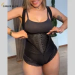 Fajas Double Compression Control Colombianans Full Body Shaper with Buckle Zipper Triangular Sheath Invisible Under Garment